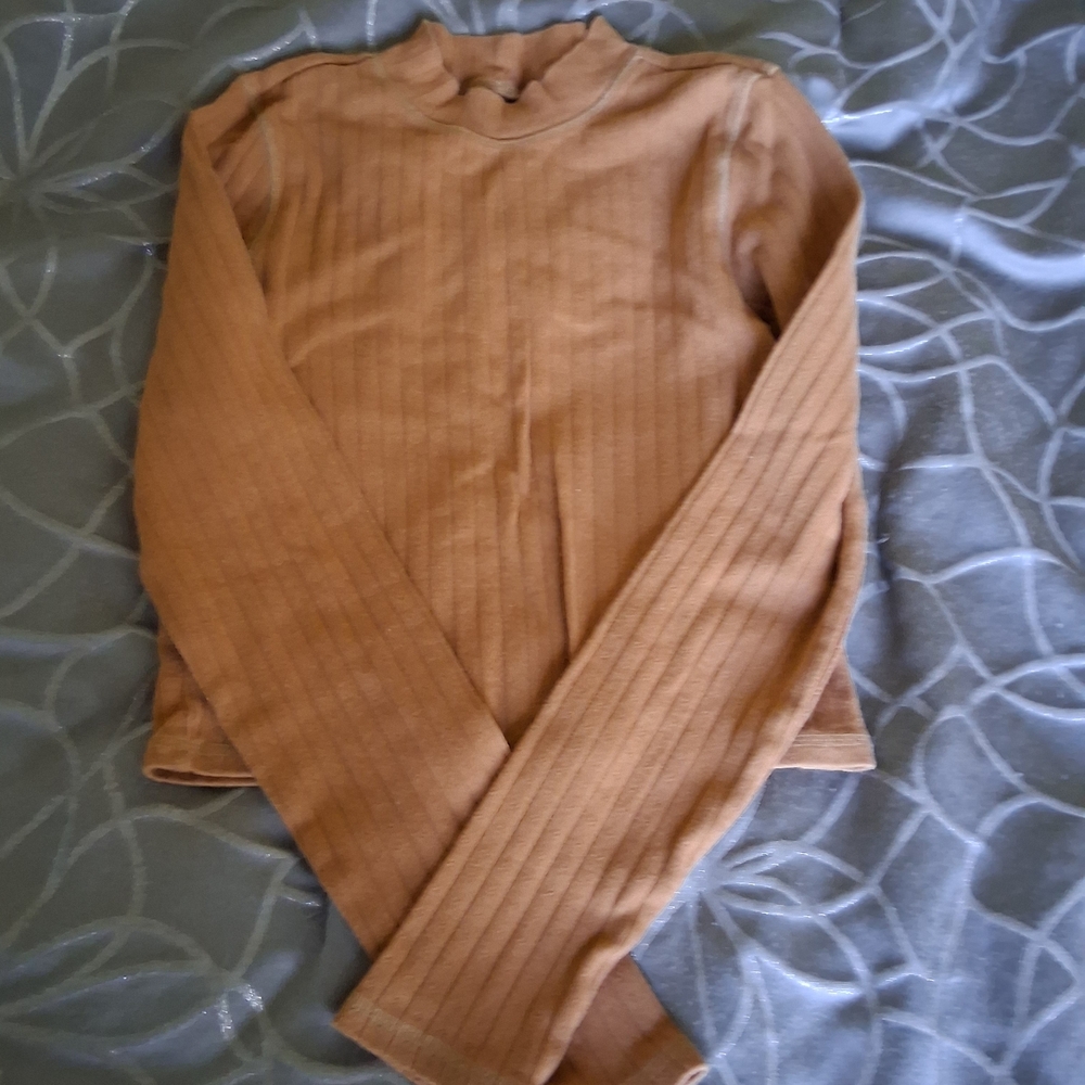 American Eagle Outfitters Tan Ribbed Knit Top